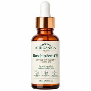 Home aurganica rosehip facial oil bottle